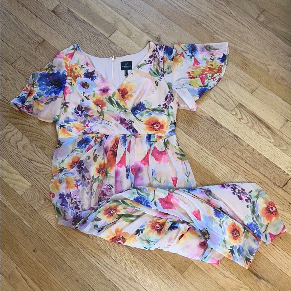 Adrianna Papell Pink and Blue Floral Dress